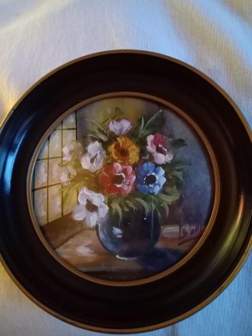 Antieke gesigneerde gouache bloemenminiatuur om te ontdekken, Antiek en Kunst, Kunst | Schilderijen | Klassiek, Ophalen of Verzenden