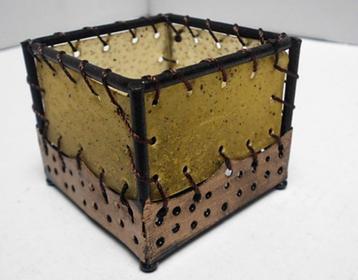 Bedankje - Set van 6 theelichtjes in metaal en perkament beschikbaar voor biedingen