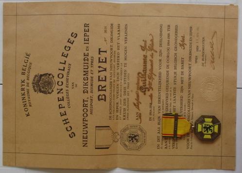 Diplôme et croix flamande des trois cités barrette IEPER, Verzamelen, Militaria | Algemeen, Landmacht, Lintje, Medaille of Wings