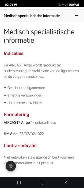 Aircast enkel brace Rechts