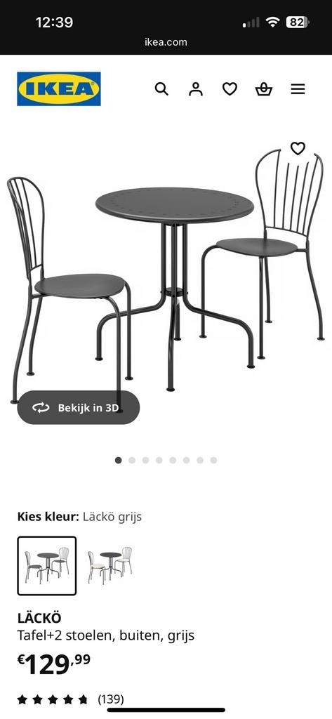 Ikea Lacko bistroset (tafel + 2 stoelen) nieuwstaat +kussens, Tuin en Terras, Tuinmeubel-accessoires, Zo goed als nieuw, Ophalen