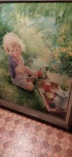 Hans kitslaar schilderij kindje in tuin., Antiek en Kunst, Kunst | Schilderijen | Modern, Ophalen