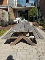 Picknicktafel in stevig hout, Tuin en Terras, Picknicktafels, Ophalen, Zo goed als nieuw, Rechthoekig, Hout