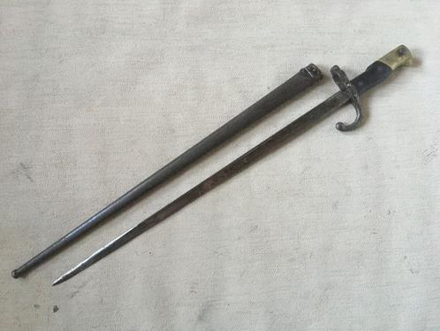 wo1 - Franse M1874 Gras bajonet met schede Châtellerault '83, Verzamelen, Militaria | Algemeen, Landmacht, Mes of Dolk, Ophalen of Verzenden