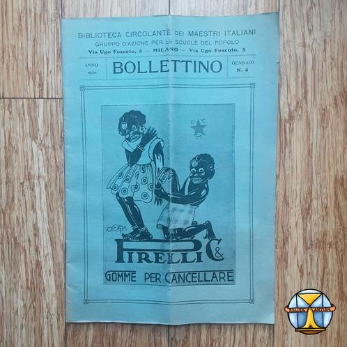 Publicité italienne hautement raciste - Pirelli (1920), Collections, Revues, Journaux & Coupures, Journal ou Magazine, 1920 à 1940