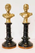 2 brons borstbeelden op sokkel., Ophalen of Verzenden, Brons