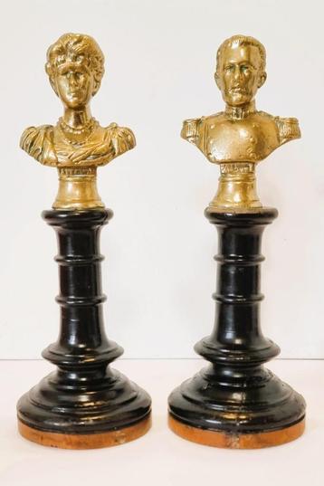 2 brons borstbeelden op sokkel. beschikbaar voor biedingen