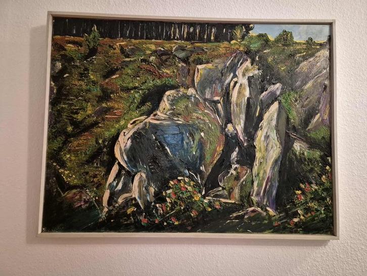 Huile sur toile – Géo Hulin (Ressaix) – Fondry des Chiens, Antiek en Kunst, Kunst | Schilderijen | Klassiek, Ophalen