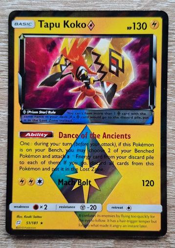 Pokémon kaart Tapu Koko 51/181, 2019 beschikbaar voor biedingen