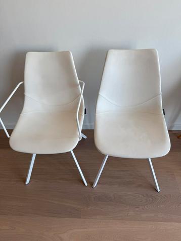 4 witte lederen stoelen van het merk Castle Line, Huis en Inrichting, Stoelen, Ophalen of Verzenden, Zo goed als nieuw