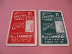 2 oude losse speelkaarten Genever Lambrecht , Tielt (68), Verzamelen, Speelkaarten, Jokers en Kwartetten, Ophalen of Verzenden