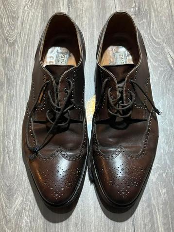 Bruine lederen herenschoenen (brogues) vintage maat 45 beschikbaar voor biedingen
