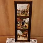 Zeer mooie handgemaakte tegels in een rode volhouten kader, Enlèvement ou Envoi