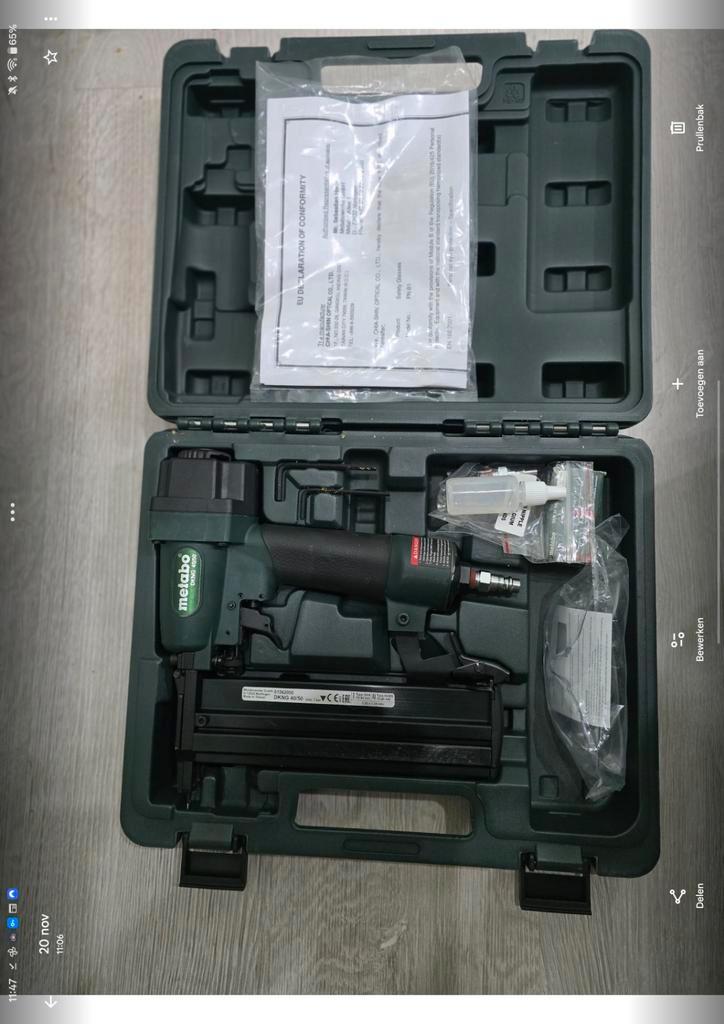 Metabo DKNG 40/50 Pneumatische Tacker – Zo goed als nieuw, Doe-het-zelf en Bouw, Gereedschap | Overige machines, Zo goed als nieuw