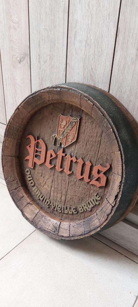 Authentiek reclamebord Petrus (tondeksel), Verzamelen, Biermerken, Zo goed als nieuw, Reclamebord, Plaat of Schild, Overige merken