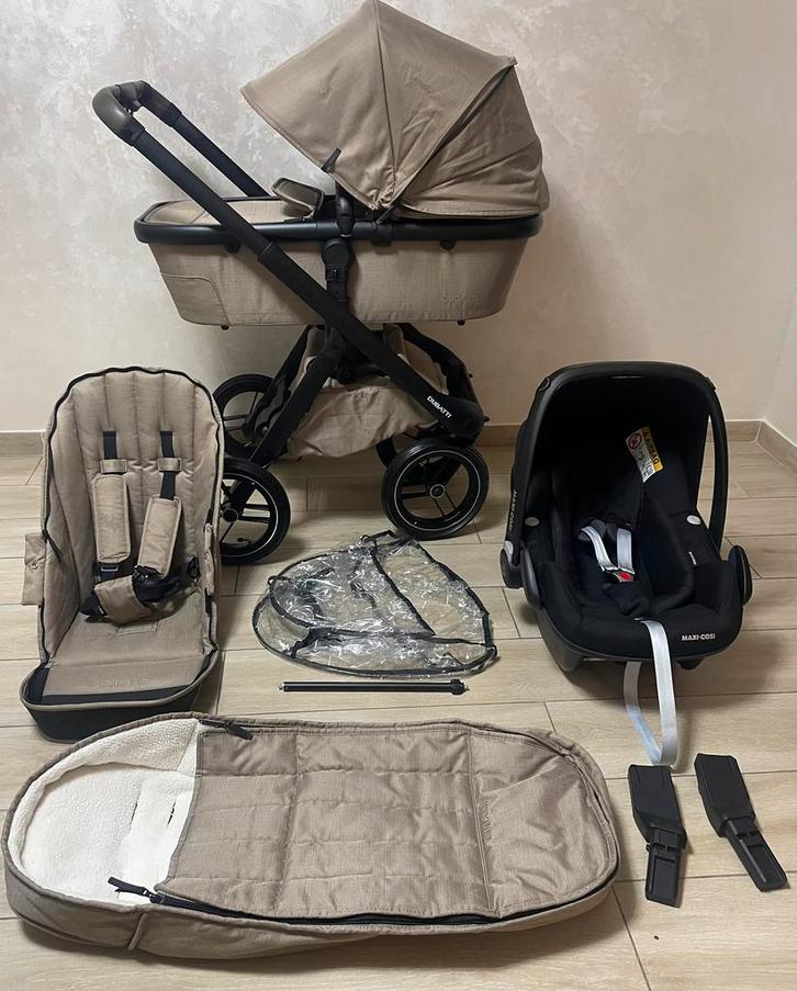 Dubatti One E5 Kinderwagen 3-in-1 - Dark Brown / Soft Taupe, Kinderen en Baby's, Buggy's, Zo goed als nieuw, Maxi-Cosi, Regenhoes