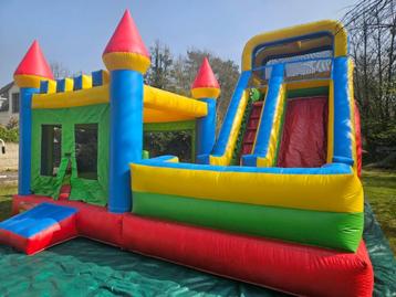 Springkasteel te huur: jungle, unicorn ,slide en wit kasteel, Enlèvement, Comme neuf
