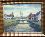 Polderzicht    R. PEETERS  begin xxste eeuw, Antiek en Kunst, Kunst | Schilderijen | Klassiek, Ophalen of Verzenden