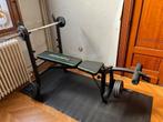 Tunturi WB40 Fitness Bank + Halterset 60 kg, Halterset, Gebruikt, Ophalen of Verzenden