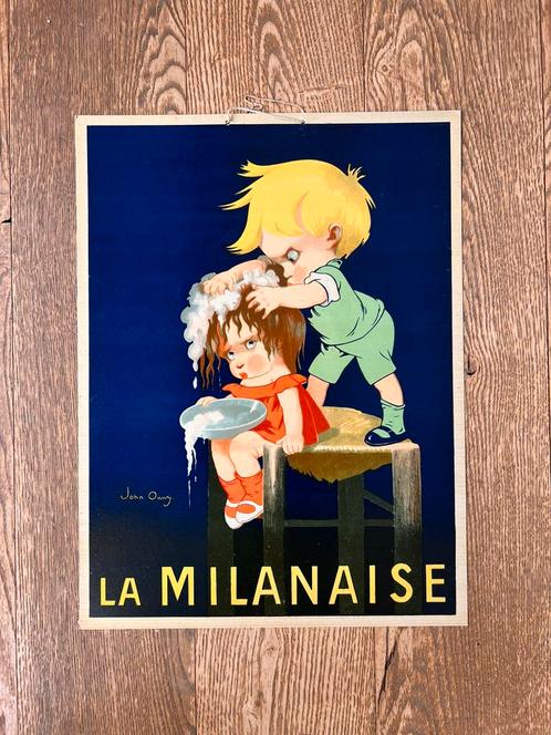 Vintage litho reclameposter La Milanaise, Verzamelen, Merken en Reclamevoorwerpen, Reclamebord, Ophalen of Verzenden