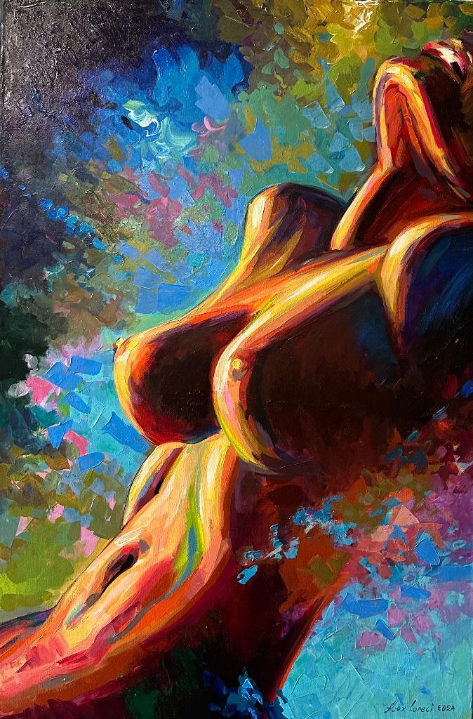 Alex L- Nude- Handgeschilderd (100%)- Origineel - XXL, Antiek en Kunst, Kunst | Schilderijen | Modern, Ophalen of Verzenden