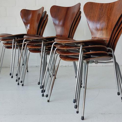 set 12x ROSEWOOD Arne Jacobsen 3107 chair Fritz Hansen 1960s, Maison & Meubles, Chaises, Utilisé, Cinq, Six Chaises ou plus, Bois