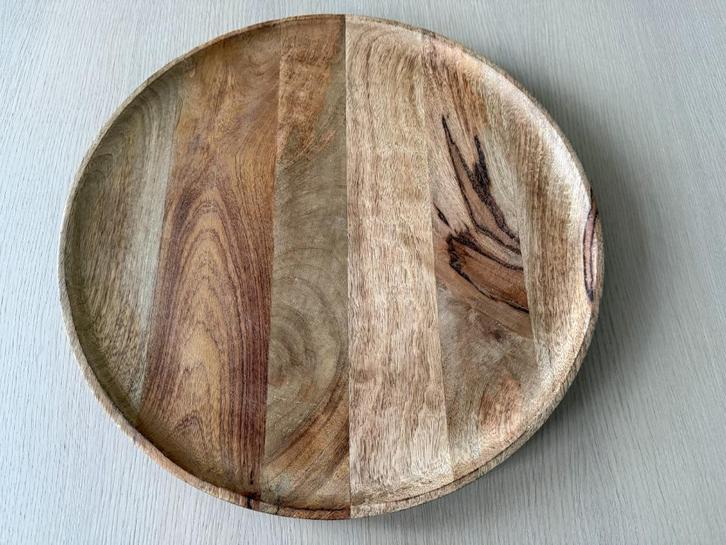 Rond houten dienblad (40 cm), Huis en Inrichting, Woonaccessoires | Dienbladen, Zo goed als nieuw, Hout, Rond, Ophalen of Verzenden