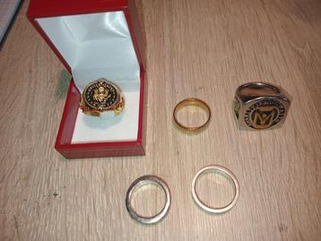 Set van 5 ringen voor heren.2 in 925 zilver beschikbaar voor biedingen