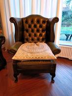 Chesterfield fauteuil / stoel groen, Huis en Inrichting, Fauteuils, 75 tot 100 cm, Gebruikt, Hout, 75 tot 100 cm