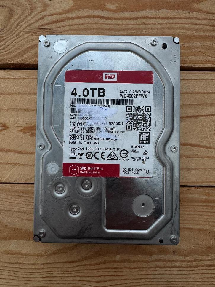 4TB HDD  WD Red Pro, Informatique & Logiciels, Disques durs, Utilisé, Desktop, Interne, SATA, Enlèvement ou Envoi