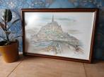 Vintage print van le mont saint michel van Bernadette Voz, Antiek en Kunst, Ophalen