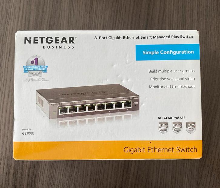 NETGEAR GS108E, Computers en Software, Netwerk switches, Nieuw, Ophalen