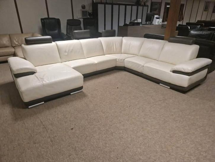 BUFFELLEDEREN HOEKSALON AFM 350 OP 280, Maison & Meubles, Canapés | Coins salons complets, Utilisé, Cuir, Enlèvement