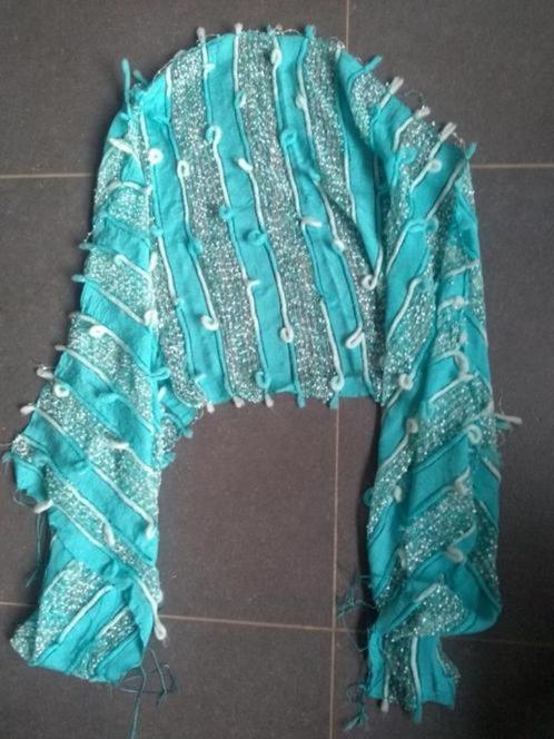 Pashmina sjaal in vrolijke kleurtjes+turquoise sjaal+Oosters, Kleding | Dames, Mutsen, Sjaals en Handschoenen, Zo goed als nieuw