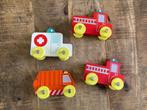 Houten voertuigen - 4 stuks - Hema, Kinderen en Baby's, Ophalen of Verzenden, Gebruikt, Duw- of Trekspeelgoed