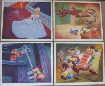 4 oude prenten Assepoester (Cadum Zeep), Enlèvement ou Envoi, Cendrillon ou Belle, Utilisé, Image ou Affiche