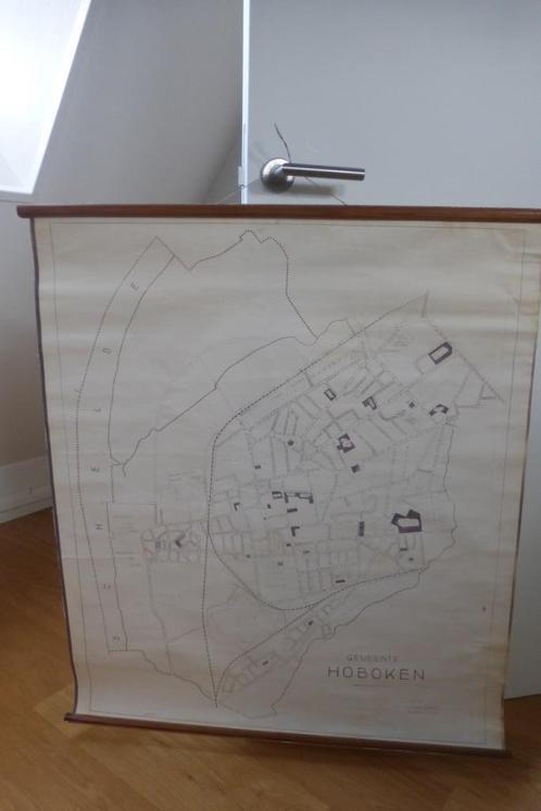 Wandkaart Hoboken, Antiek en Kunst, Antiek | Schoolplaten, Aardrijkskunde, Ophalen