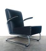 Gispen 405 | glans chroom | zwart leer | zgan, Huis en Inrichting, Fauteuils, Ophalen of Verzenden, Zo goed als nieuw, Metaal