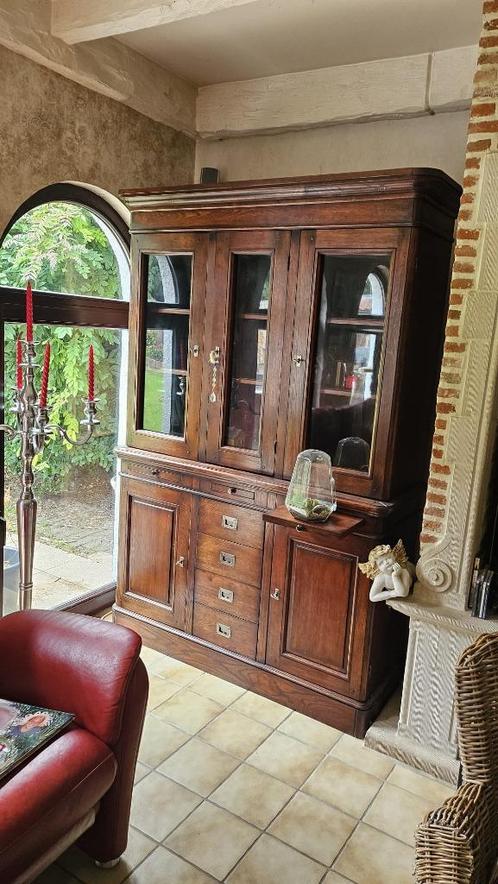 Eetkamer Engelse stijl in massieve geantiqueerde eik, Huis en Inrichting, Complete eetkamers, Gebruikt, 6 tot 8 stoelen, Ophalen