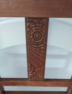 2 Stoeltjes Vintage hout en leer decoratief met wat werk aan, Ophalen, Hout