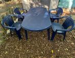Tuintafel met stoelen, Tuin en Terras, Ophalen, Gebruikt, Kunststof