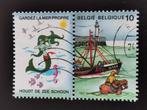 Belgie 1988 - De zee - garnaalvisser, vuurtoren met vignet, Ophalen of Verzenden, Gestempeld
