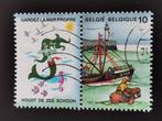 Belgie 1988 - De zee - garnaalvisser, vuurtoren met vignet, Postzegels en Munten, Ophalen of Verzenden, Gestempeld