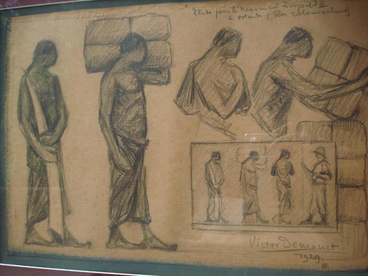 '29 Victor DEMANET studie monument Leopold II Oostende Kongo, Antiek en Kunst, Kunst | Schilderijen | Klassiek, Ophalen