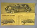 Poster brochure Automobiles NASH 1934, Verzenden, Zo goed als nieuw, Auto's
