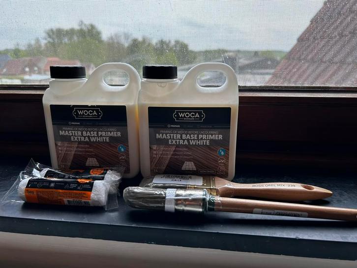 Set voor Houten Vloerbehandeling - WOCA Primer, Doe-het-zelf en Bouw, Verf, Beits en Lak, Nieuw, Wit, Ophalen