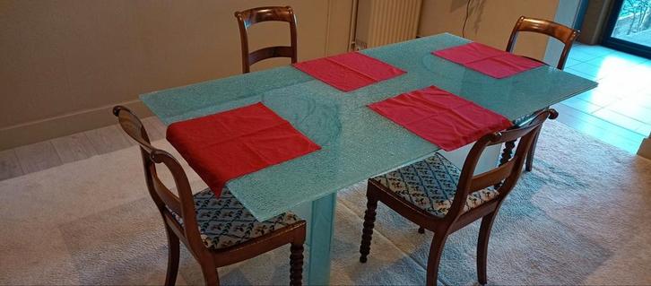 Table en verre effet "vitre brisée" 6 personnes, Maison & Meubles, Tables | Dessertes, Utilisé, 75 cm ou plus, 150 à 200 cm, Rectangulaire