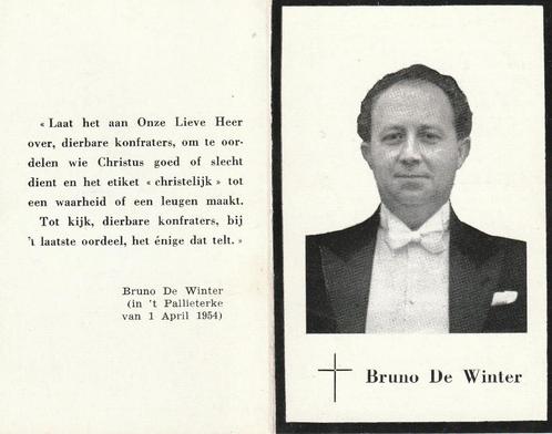 Hoofdredacteur 't Pallieterke  Bruno de Winter  1910-1955, Verzamelen, Bidprentjes en Rouwkaarten, Ophalen of Verzenden