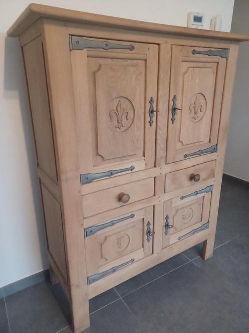 Houten kast, dressoir, tafel en 6 rieten stoelen, Huis en Inrichting, Complete inboedels, Ophalen