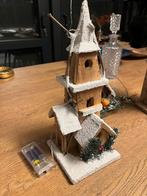 kersthuisjes in hout, met verlichting, stenen vogel, Ophalen, Zo goed als nieuw